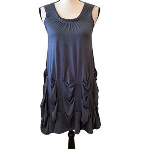 Be Present Gray Puckered Swing Dress/Tunic Sz XS Fairy Grunge, Boho